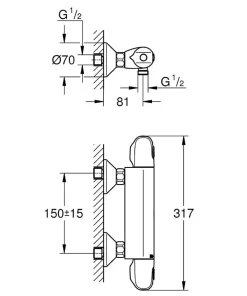 Robinet De Douche|Grohe Mitigeur thermostatique douche GROHTHERM 1000 - C3 NOUVEAU - Chromé
