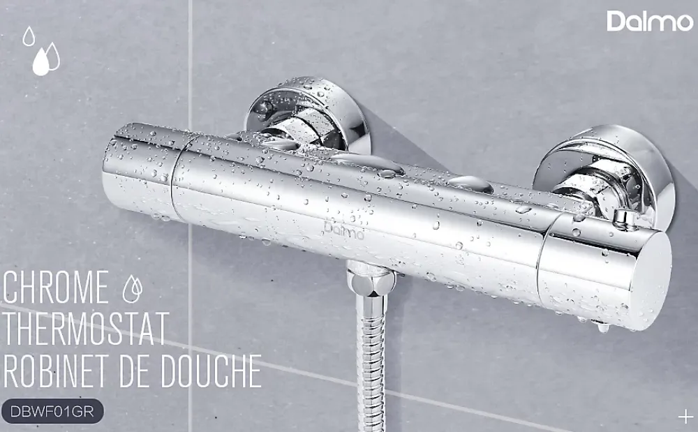 Robinet De Douche|Todot Mitigeur Thermostatique Douche en Laiton Massif Chromé Mural avec Bouton de Sécurité
