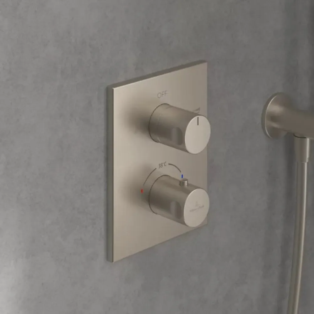 Robinet De Douche|Villeroy & Boch Mitigeur thermostatique encastré 2 voies VILLEROY ET BOCH Universal rectangle Brushed Nickel Matt