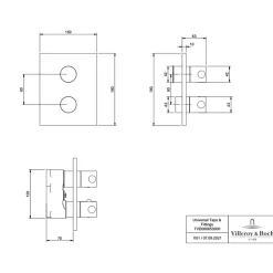 Robinet De Douche|Villeroy & Boch Mitigeur thermostatique encastré 2 voies VILLEROY ET BOCH Universal rectangle Brushed Nickel Matt