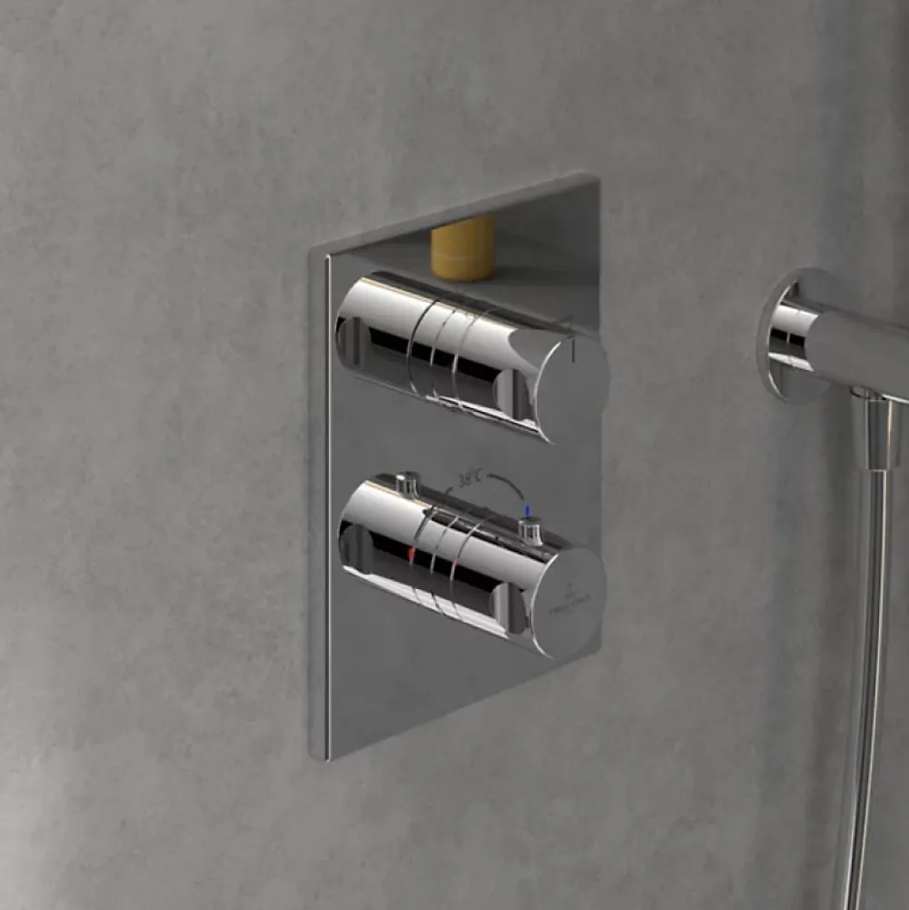 Robinet De Douche|Villeroy & Boch Mitigeur thermostatique encastré 2 voies VILLEROY ET BOCH Universal rectangle Chrome