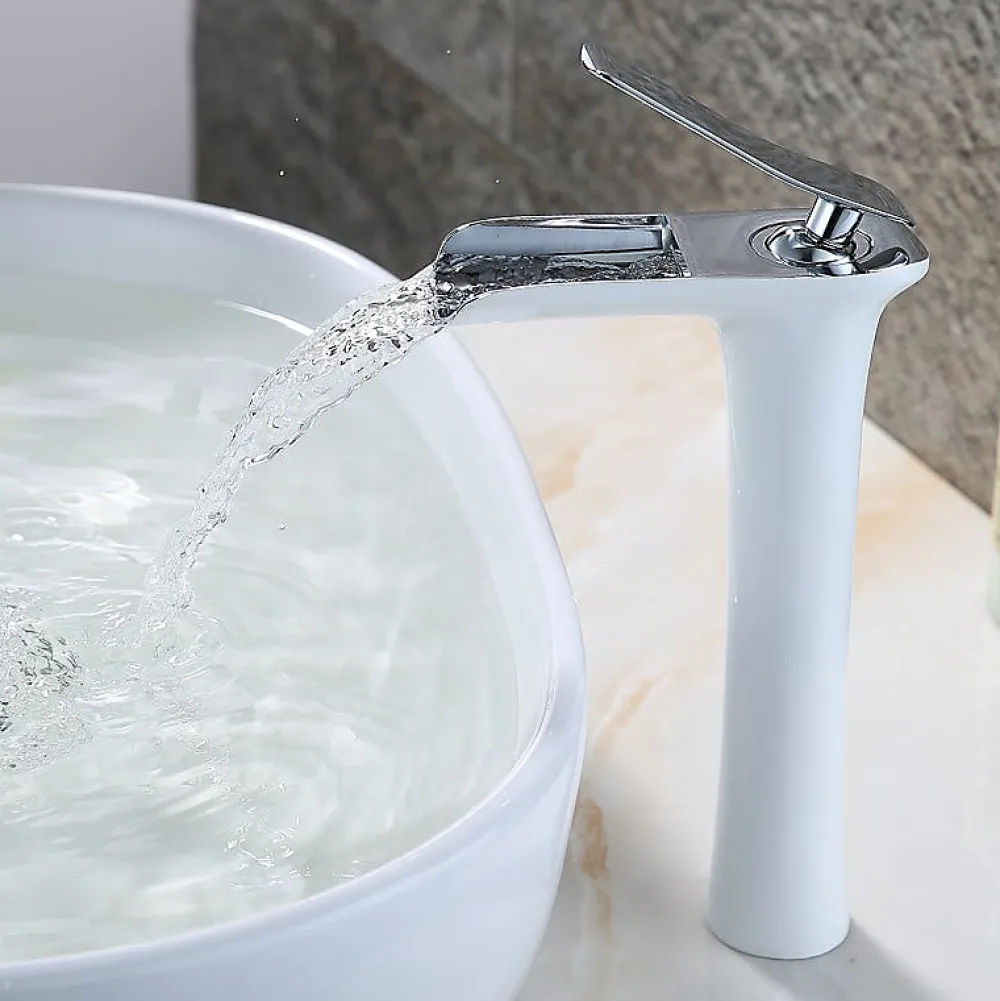 Kroos Mitigeur vasque, cascade Blanc et Chromé