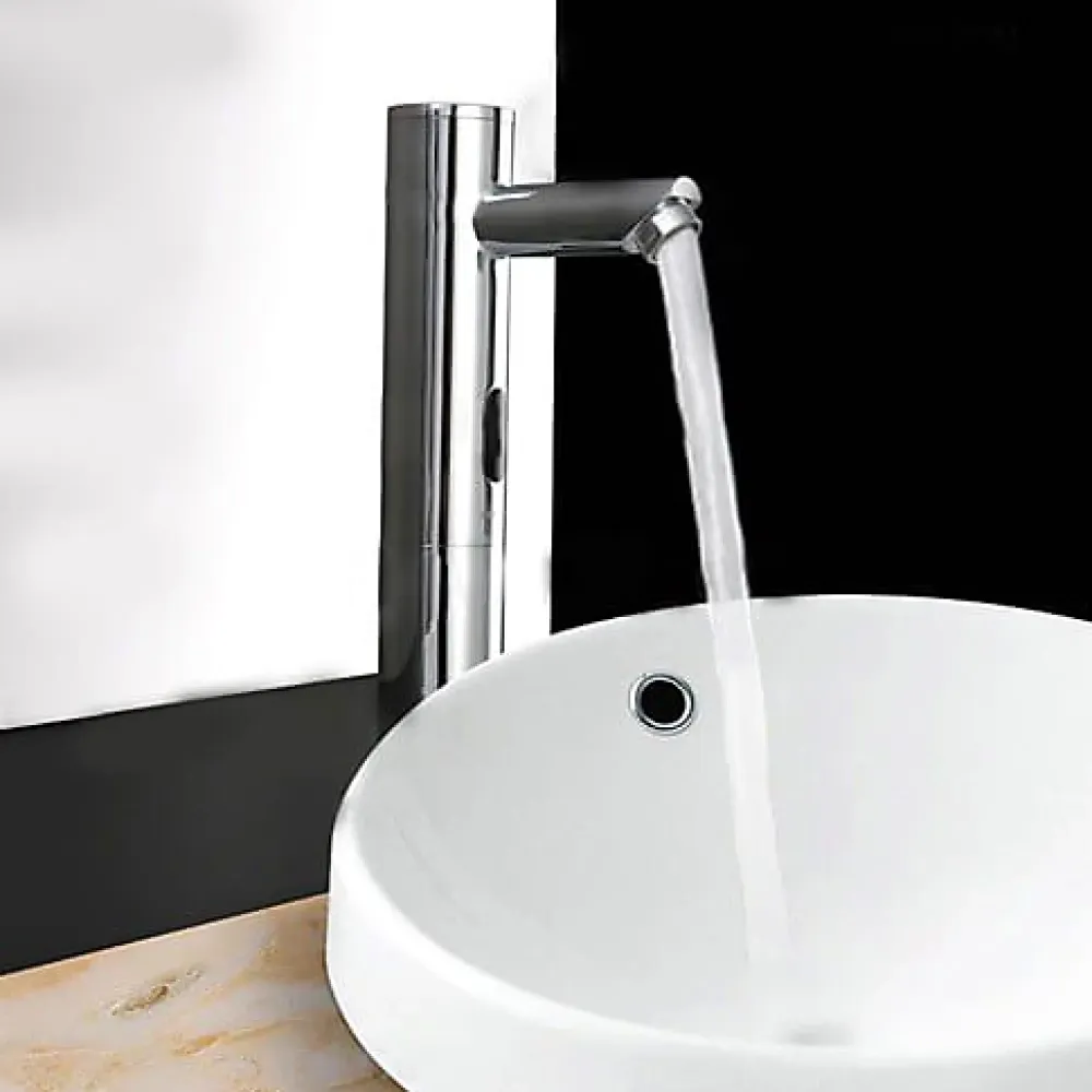 Kroos Mitigeur vasque moderne à capteur automatique Chromé - eau froide - Pula