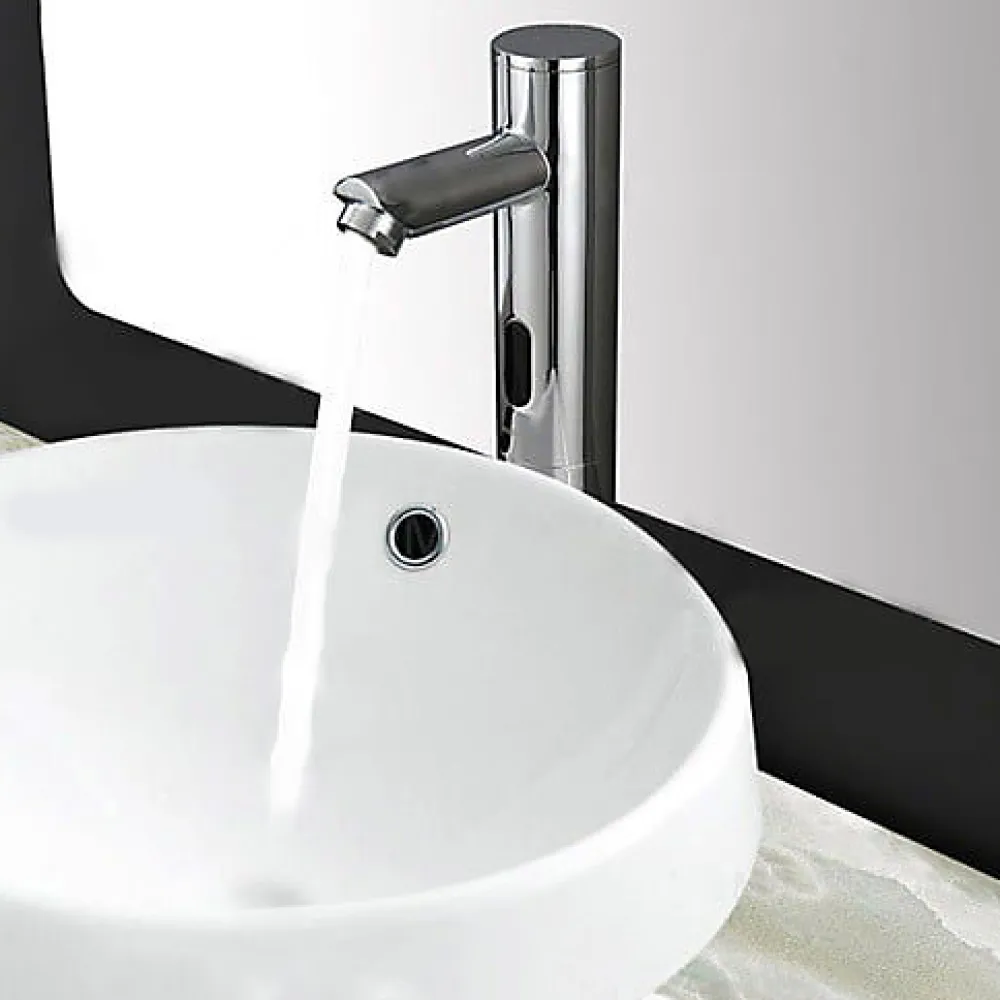 Kroos Mitigeur vasque moderne à capteur automatique Chromé - eau froide - Pula