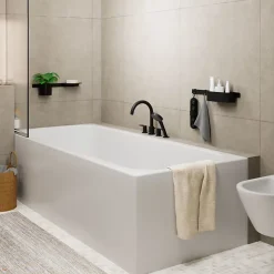 Robinet De Baignoire|Hansgrohe Mélangeur bain douche 4 trous Vernis Blend noir mat + corps d'encastrement