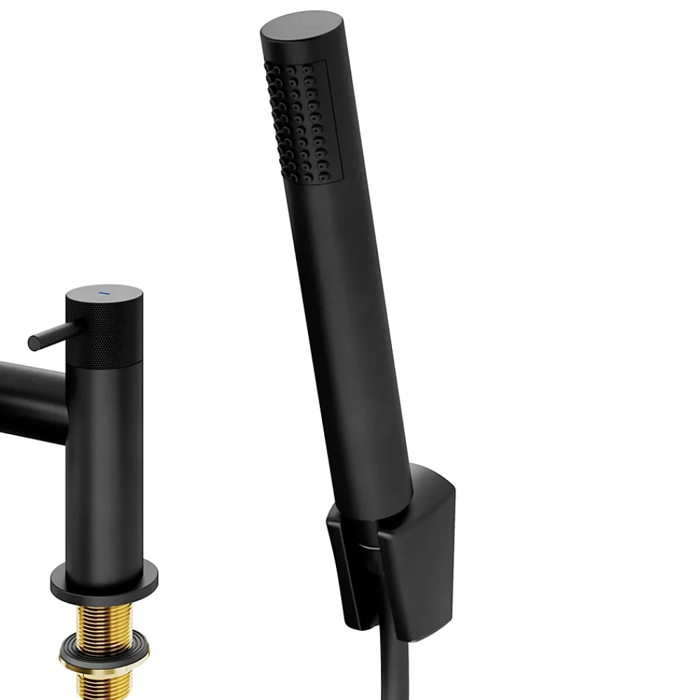 GoodHome Mélangeur bain/douche + douchette et flexible, noir mat, Owens