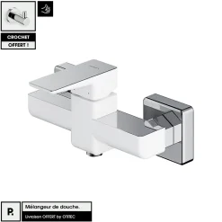 Otitec Mélangeur de douche - Blanc Chrome - avec Crochet OFFERT - PARMA