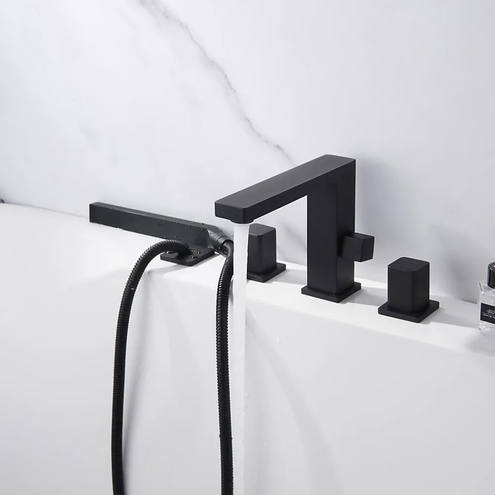 Bernstein Mélangeur design en noir pour montage sur bord de baignoire 4 trous 6081B