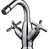Sanindusa Mélangeur pour bidet têtes céramique 2 tours à croisillons Rimini chromé