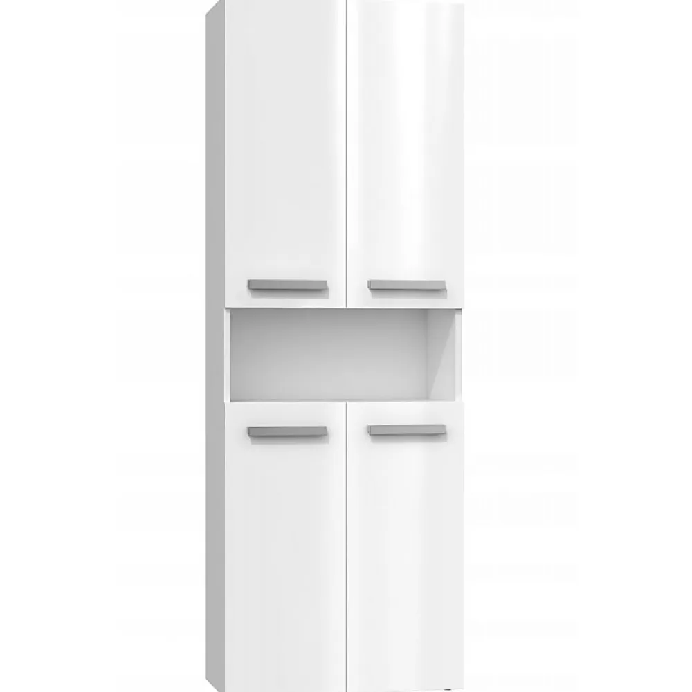 Meuble De Salle De Bains Faible Profondeur|Topeshop MOBY - Armoire de salle de bain avec deux paniers - Poignées minimalistes - 174x60x30cms - Colonne de rangement