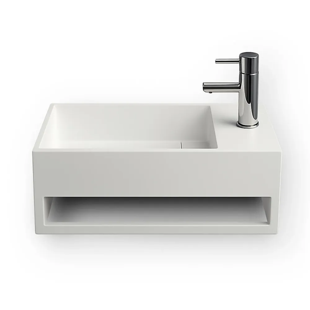 Ambra MONA D - Lave-mains rectangulaire suspendu - Design Elégant et Raffiné - Solide et Robuste - Entretien Facile - Blanc - 30 x 50 x