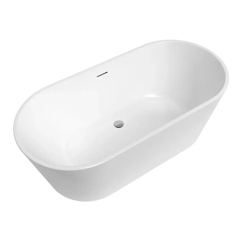 Swiss Aqua Technologies Mood 150x75 cm baignoire îlot en acrylique 180L, orientation gauche et droite, avec siphon + pieds, blanc (SATVMOOD1500)