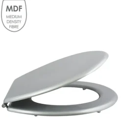 Abattant Wc|MSV Abattant WC MDF CLEO Argent Charnières Inox