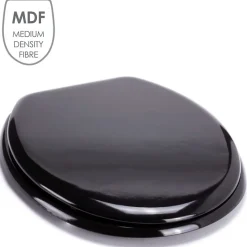 MSV Abattant WC MDF CLEO Noir Brillant Charnières Inox