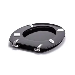 MSV Abattant WC MDF CLEO Noir Brillant Charnières Inox