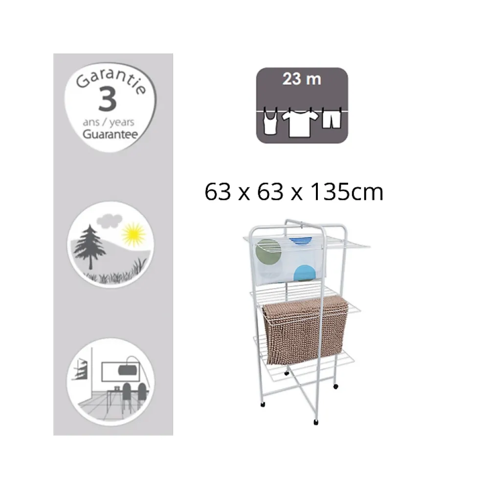 MSV Etendoir Tour 3 Niveaux 23M Acier Blanc