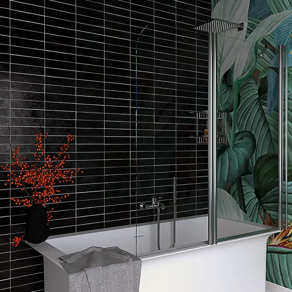 Pare-Baignoire|Kiamami Valentina Mur au-dessus de la baignoire 1 porte fixe + 1 porte pivotante 140cm réversible