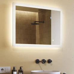 Miroir Lumineux|Artforma Mural Miroir LED 80x60 Miroir Salle de Bain avec tactile et 3 temperatures de Couleur