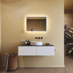 Miroir Lumineux|Artforma Mural Miroir LED 80x60 Miroir Salle de Bain avec tactile et 3 temperatures de Couleur