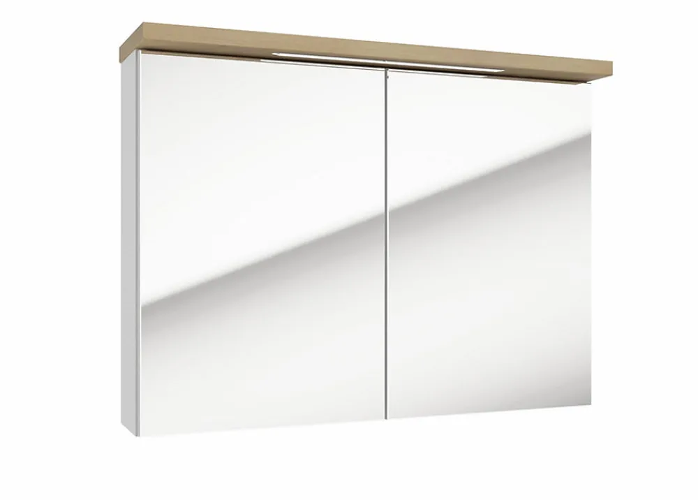 Naturel Armoire à miroir Stilla + LED 80x60 cm blanc (STILLAE08002)