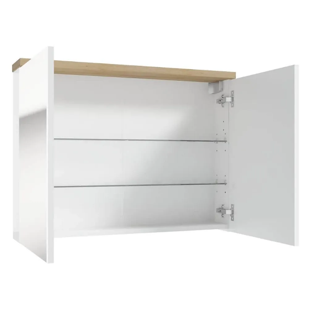 Armoire De Salle De Bains|Naturel Armoire à miroir Stilla 80x60 cm blanc (STILLAE08001)