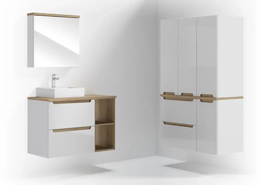 Armoire De Salle De Bains|Naturel Armoire à miroir Stilla 60x60 cm blanc (STILLAE06016)