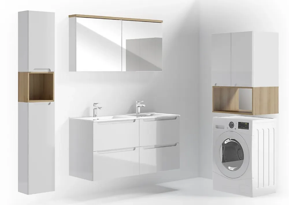 Armoire De Salle De Bains|Naturel Armoire à miroir Stilla 60x60 cm blanc (STILLAE06016)