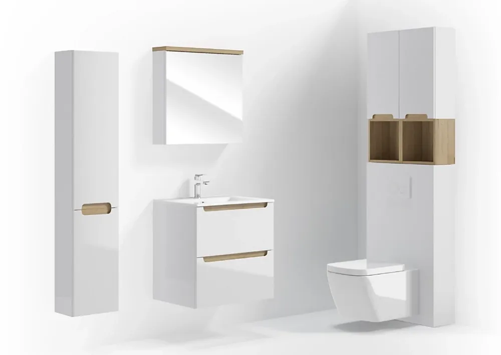 Armoire De Salle De Bains|Naturel Armoire à miroir Stilla 60x60 cm blanc (STILLAE06016)