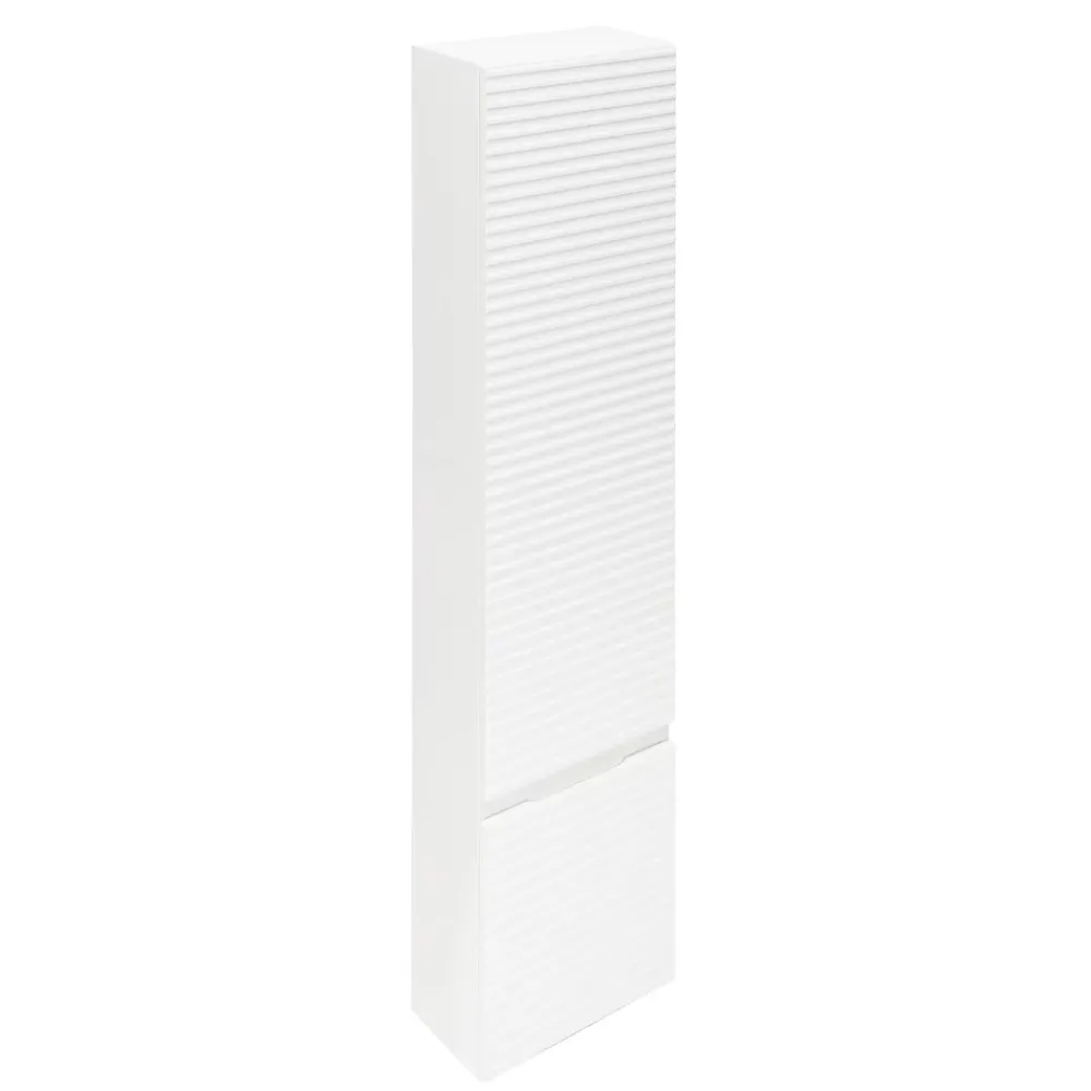 Colonne De Salle De Bains|Naturel Meuble colonne suspendue salle de bain strié Savona 40,2x157x21,7 cm blanc brillant (SAVONAV40BI)