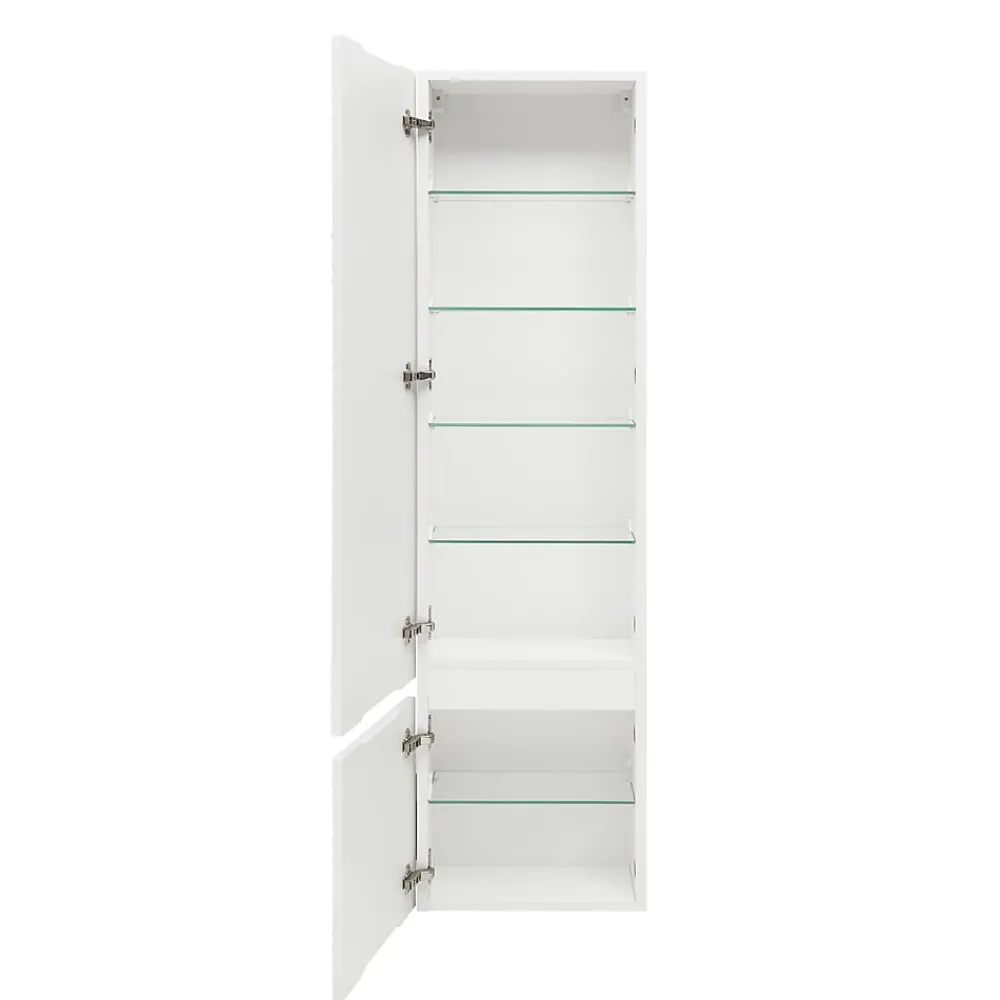 Colonne De Salle De Bains|Naturel Meuble colonne suspendue salle de bain strié Savona 40,2x157x21,7 cm blanc brillant (SAVONAV40BI)