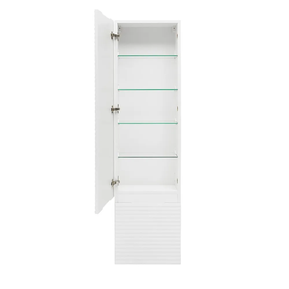 Colonne De Salle De Bains|Naturel Meuble colonne suspendue salle de bain strié Savona 40,2x157x21,7 cm blanc brillant (SAVONAV40BI)