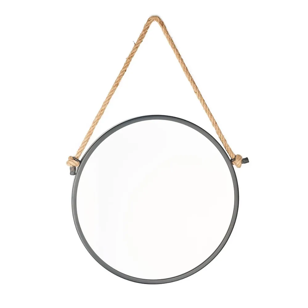 Miroir Simple|Naturel Miroir mural rond avec cadre en métal 40x40 cm, Noir (ZLAN40C)
