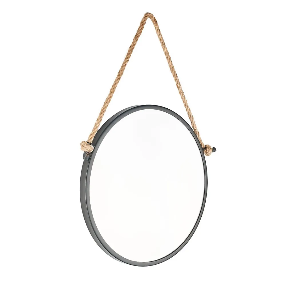 Miroir Simple|Naturel Miroir mural rond avec cadre en métal 40x40 cm, Noir (ZLAN40C)