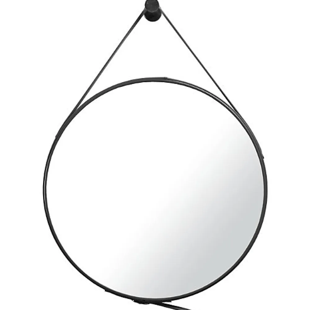 Naturel Miroir suspendu rond 50 x 50cm, Noir (ZREM50C)