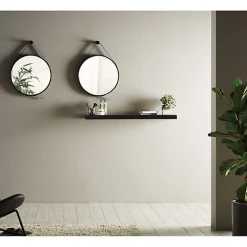 Naturel Miroir suspendu rond 50 x 50cm, Noir (ZREM50C)