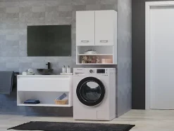 Meuble De Salle De Bains Faible Profondeur|Autres NELLIO - Armoire de toilette murale - Meuble Salle de bain à suspendre - 64x30x90 cm - Rangement