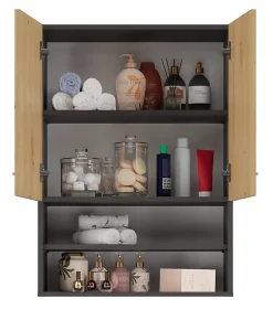 Armoire De Salle De Bains|Autres NELLIO - Armoire de toilette murale - Meuble Salle de bain à suspendre - 64x30x90 cm - Rangement
