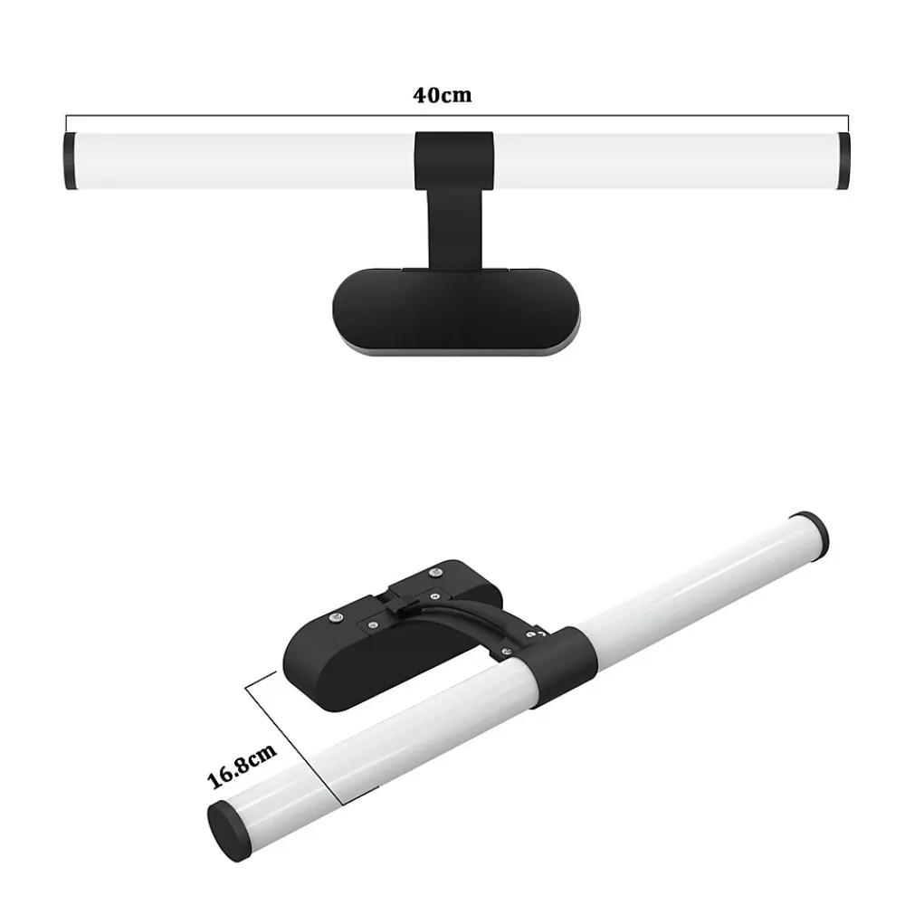 Nettlife Applique LED salle de bain, lampe miroir LED, lumière blanche neutre 4000 Kelvin, 6W, étanche IP44, largeur 400mm,noire