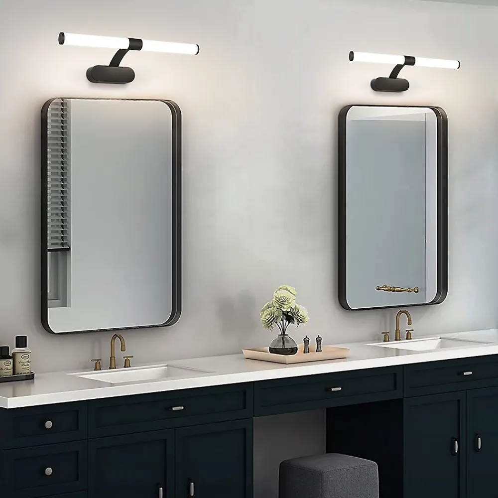 Nettlife Applique LED salle de bain, lampe miroir LED, lumière blanche neutre 4000 Kelvin, 6W, étanche IP44, largeur 400mm,noire