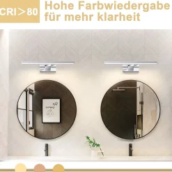 Miroir Grossissant Lumineux|Nettlife Applique miroir LED 6W 30CM Etanche IP44 Chrome Moderne Blanc Neutre 4000K