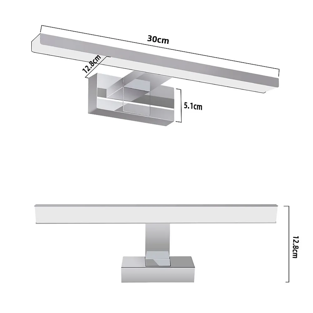 Miroir Grossissant Lumineux|Nettlife Applique miroir LED 6W 30CM Etanche IP44 Chrome Moderne Blanc Neutre 4000K