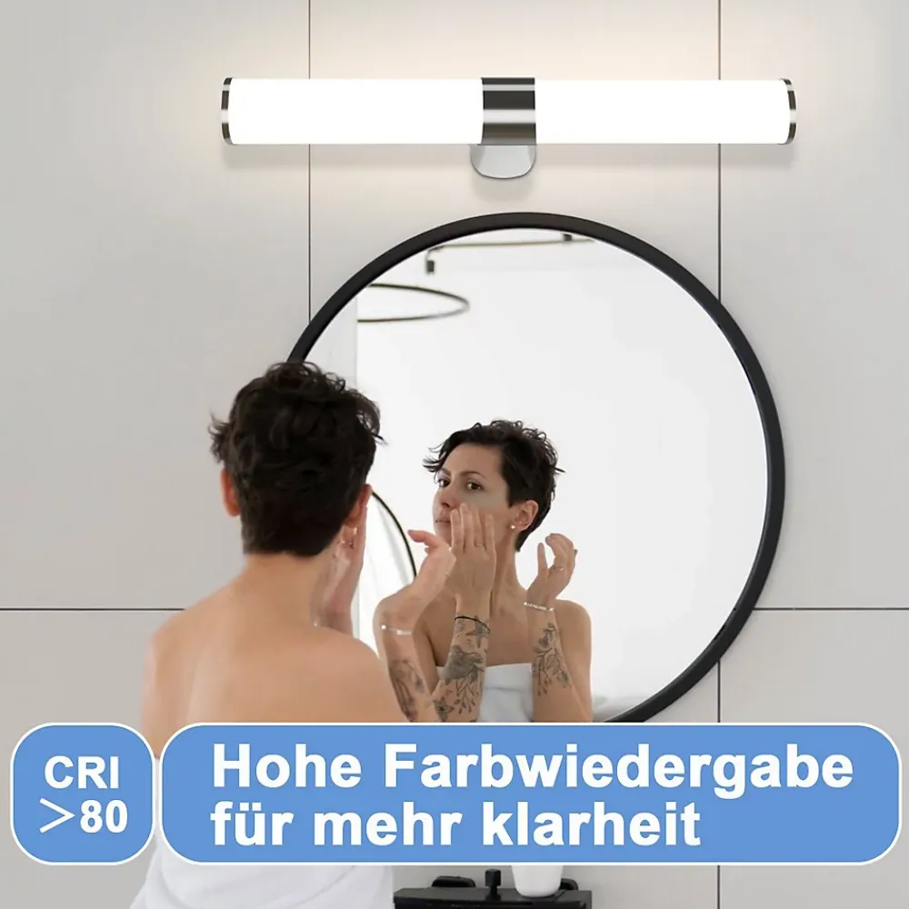 Nettlife Applique miroir LED 8W chrome étanche IP44 40CM blanc neutre 4000K