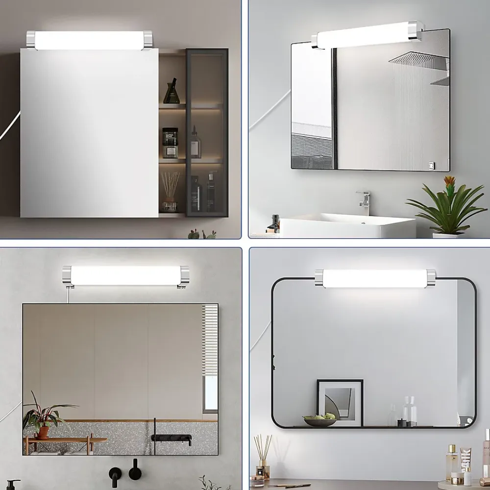 Miroir Grossissant Lumineux|Nettlife applique miroir LED avec prise 10W blanc neutre 4000K chrome