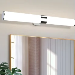 Miroir Grossissant Lumineux|Nettlife Applique miroir LED 15W 60CM Chrome Etanche IP44 Blanc neutre 4000K Moderne