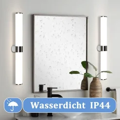 Miroir Grossissant Lumineux|Nettlife Applique miroir LED 15W 60CM Chrome Etanche IP44 Blanc neutre 4000K Moderne