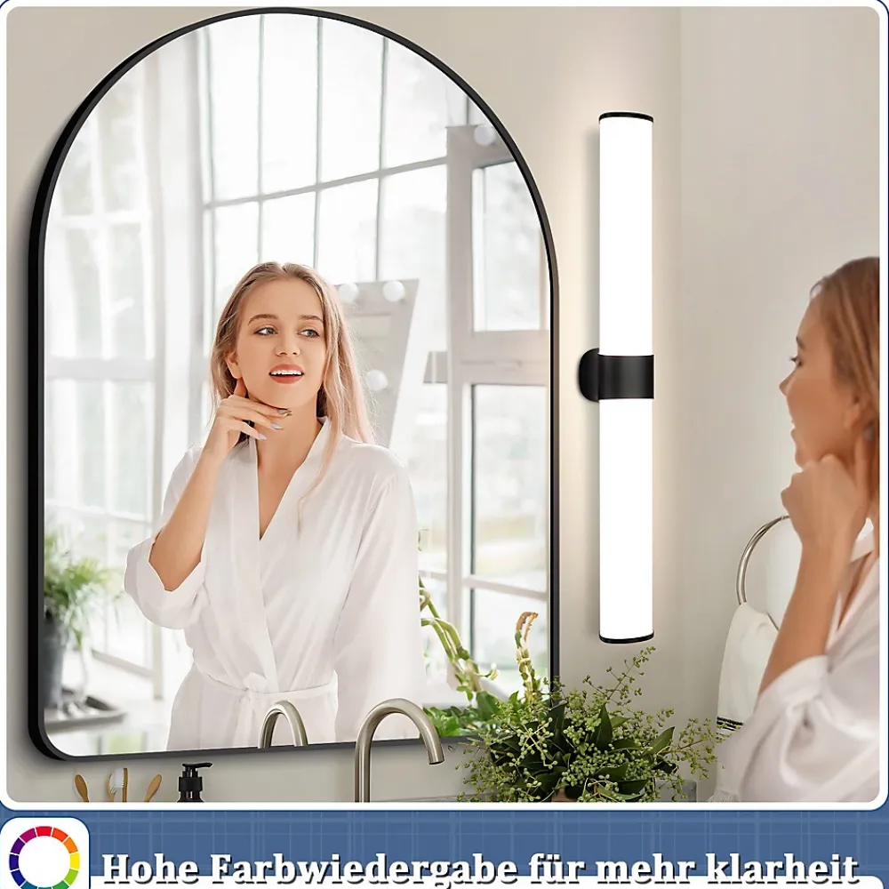 Miroir Grossissant Lumineux|Nettlife applique miroir LED 15W 60cm blanc neutre 4000K noir