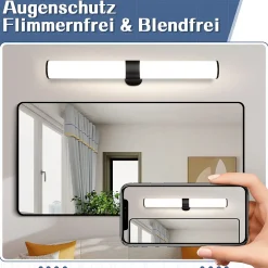 Miroir Grossissant Lumineux|Nettlife applique miroir LED 15W 60cm blanc neutre 4000K noir