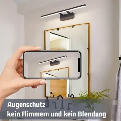 Miroir Grossissant Lumineux|Nettlife Lampe à miroir LED noire 60CM Moderne 4000K Salle de bain Lampe à miroir murale
