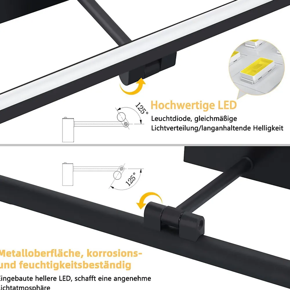 Nettlife Lampe à miroir LED salle de bain 6W blanc neutre 4000K pinçable Applique murale chrome