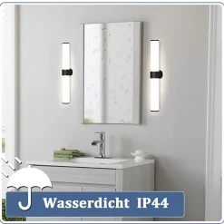 Nettlife Lampe de miroir LED noir 8W IP44 blanc neutre 4000K